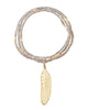 Gold & Gray | Gray Agate and Bone Feather Necklace