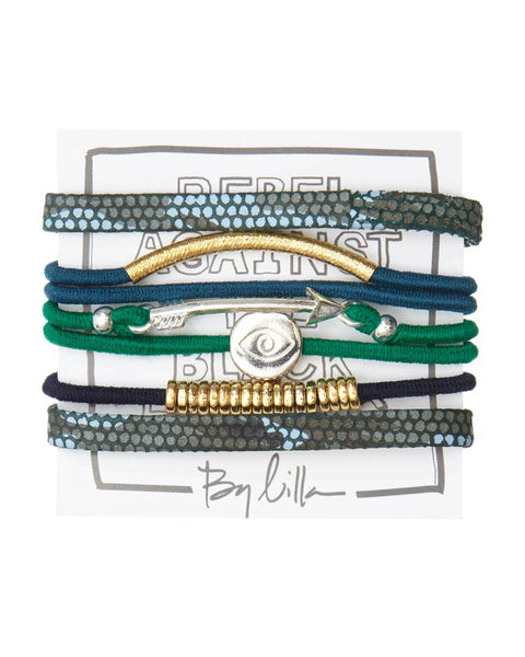 green and blue hair tie bracelet set