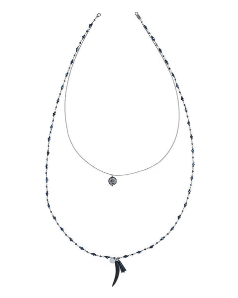 Chan Luu Midnight Crystal Double Layered Necklace