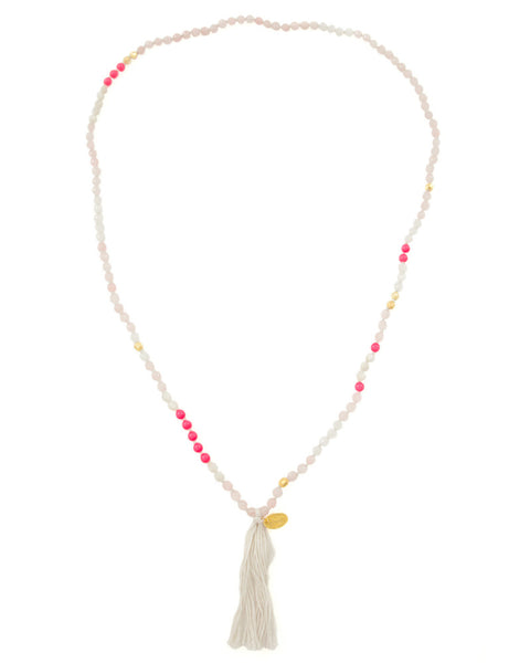 Chan Luu Neon Pink White Beaded Necklace