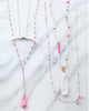 Chan Luu | Neon Pink And White Beaded Tassel Necklace