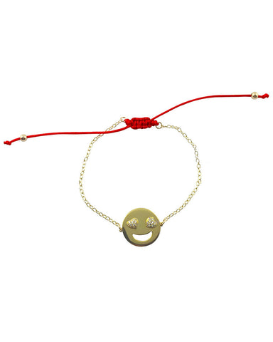 Gold Emoji Bracelet Red string cz