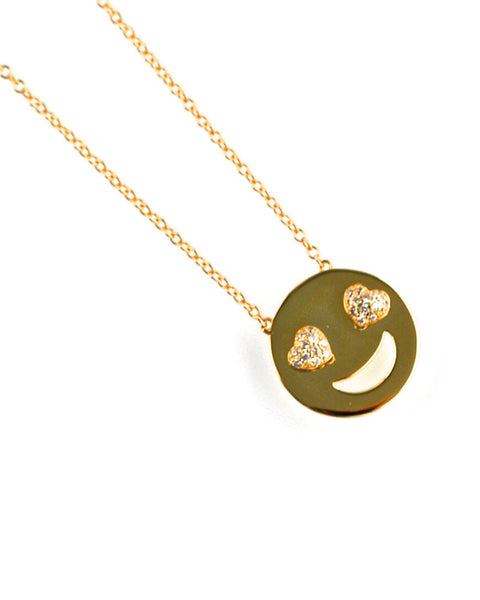 love emoji charm gold necklace