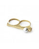 Two finger ring with pearl jenny bird