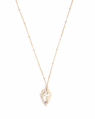 mini arrowhead necklace gold and gray