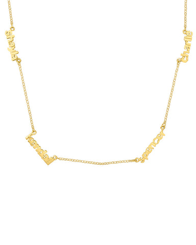 mini horizontal name plate necklace gold