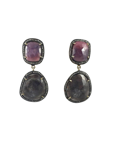 pink pave sapphire earrings