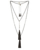 Zacasha |  Pearl Black Tassel Necklace Set