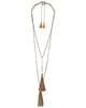 Zacasha |  Pearl Gold Tassel Necklace Set
