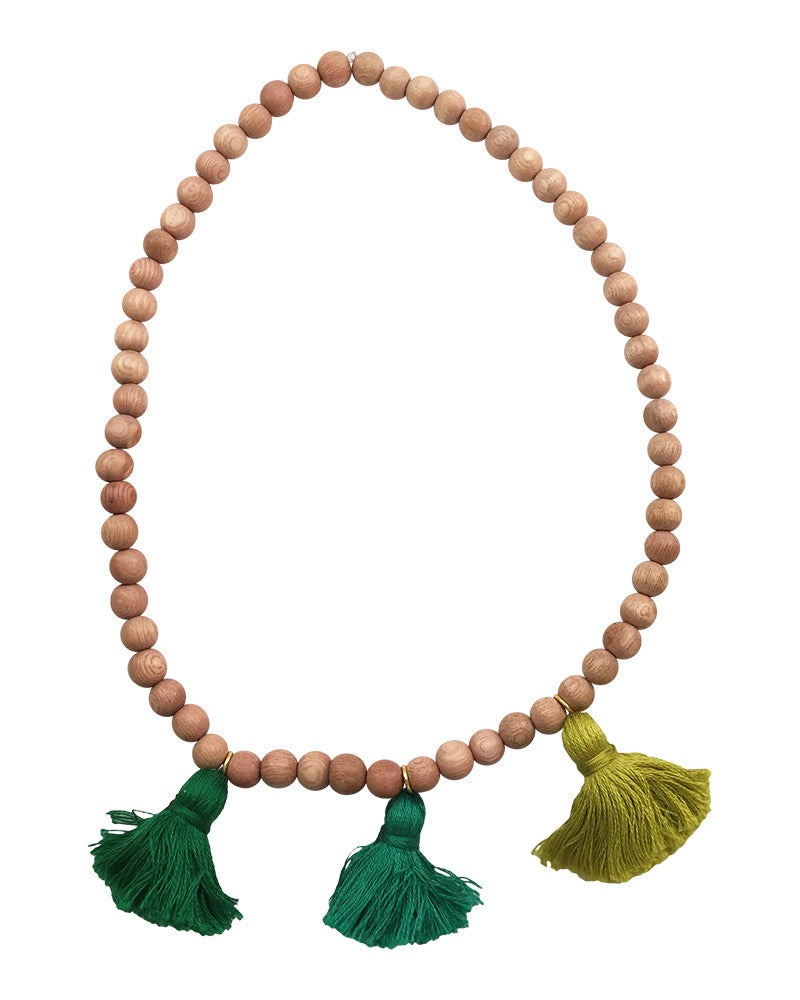 Boho Beads Green Beaded Tassel Necklace