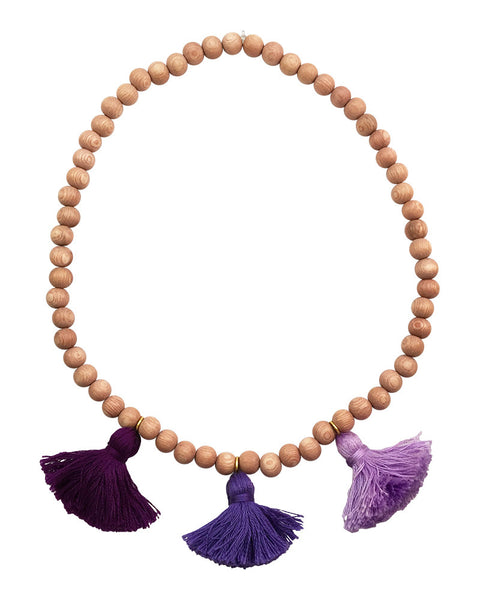 Boho Beads Purple Beaded Tassel Necklace