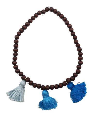 Boho Beads Blue Beaded Tassel Necklace