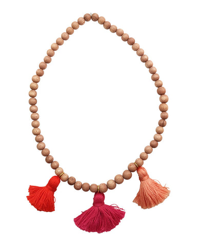 Boho Beads Green Beaded Tassel Necklace