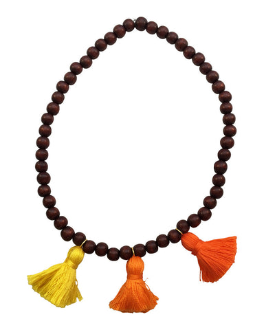 Boho Beads Orange Beaded Tassel Necklace
