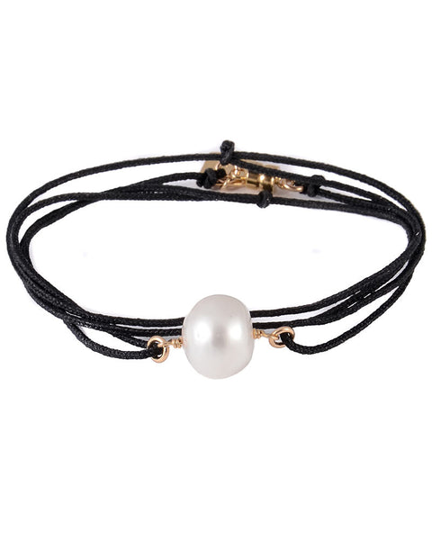 black bracelet pearl designer womens dafne 