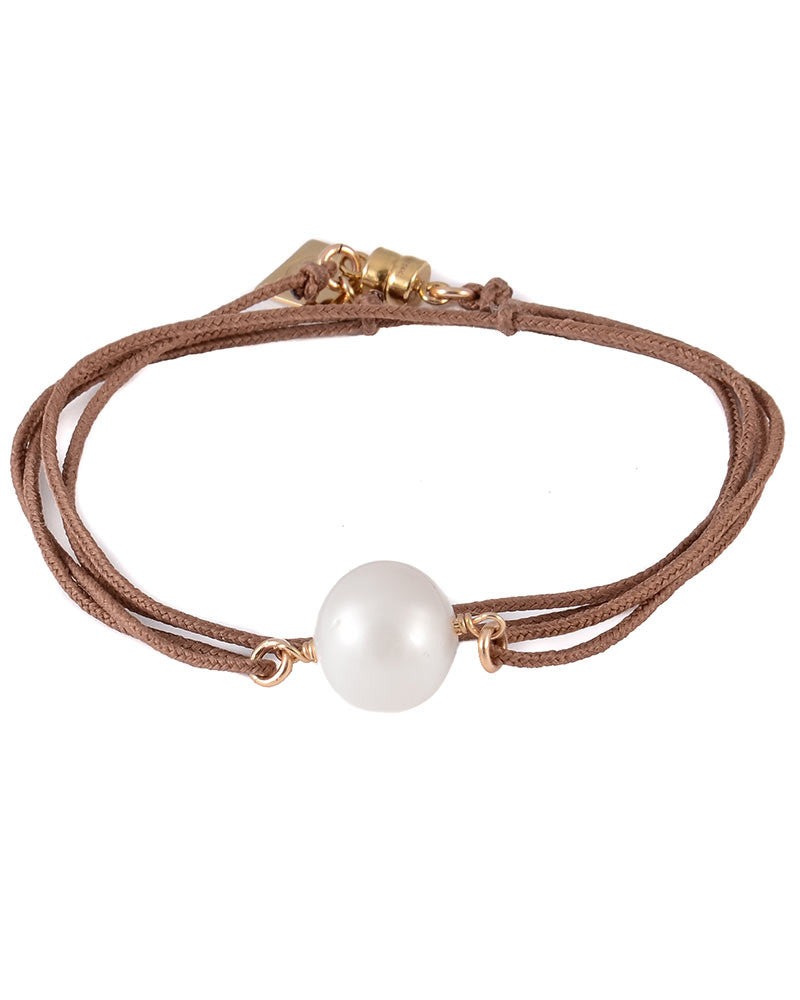 brown camel pearl wrap bracelet designer dafne womens jewelry 