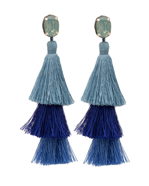 royal light blue tassel earrings deepa gurnani womens designer jewelry