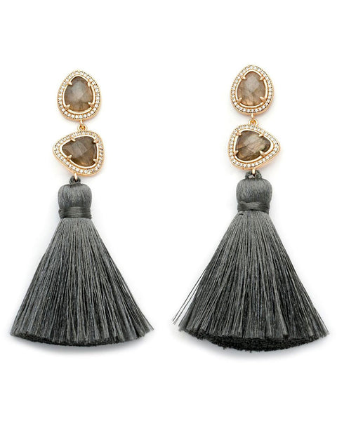 grey womens earrings tassels designer melanie auld 