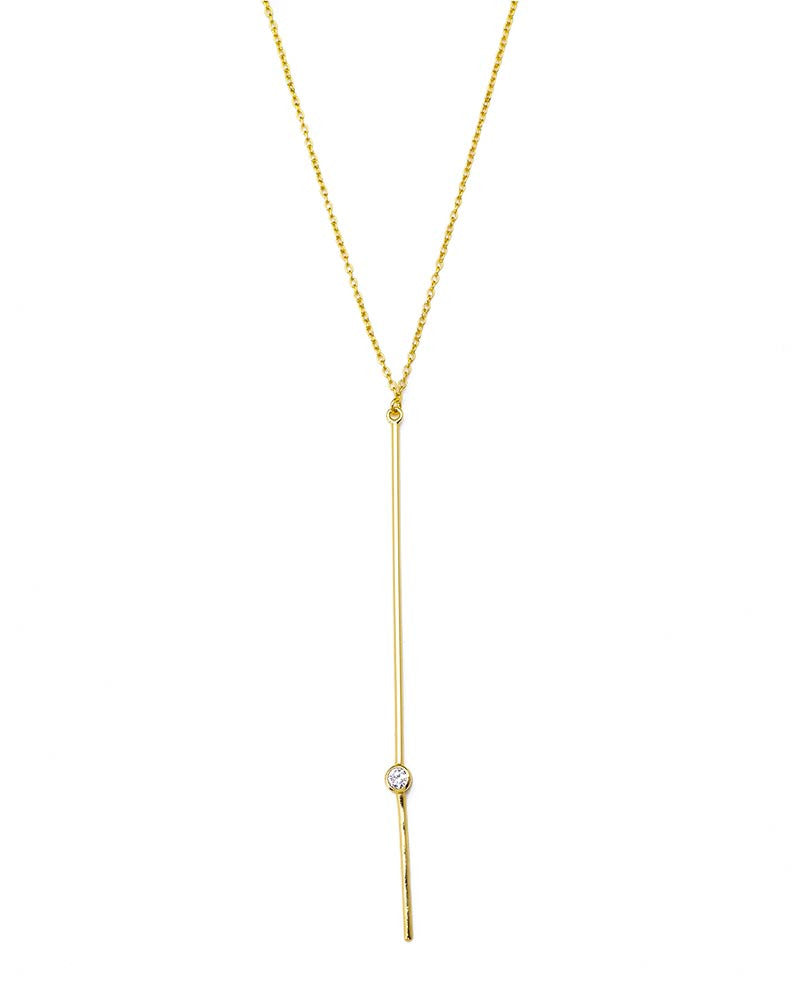 simple drop gold necklace with cz