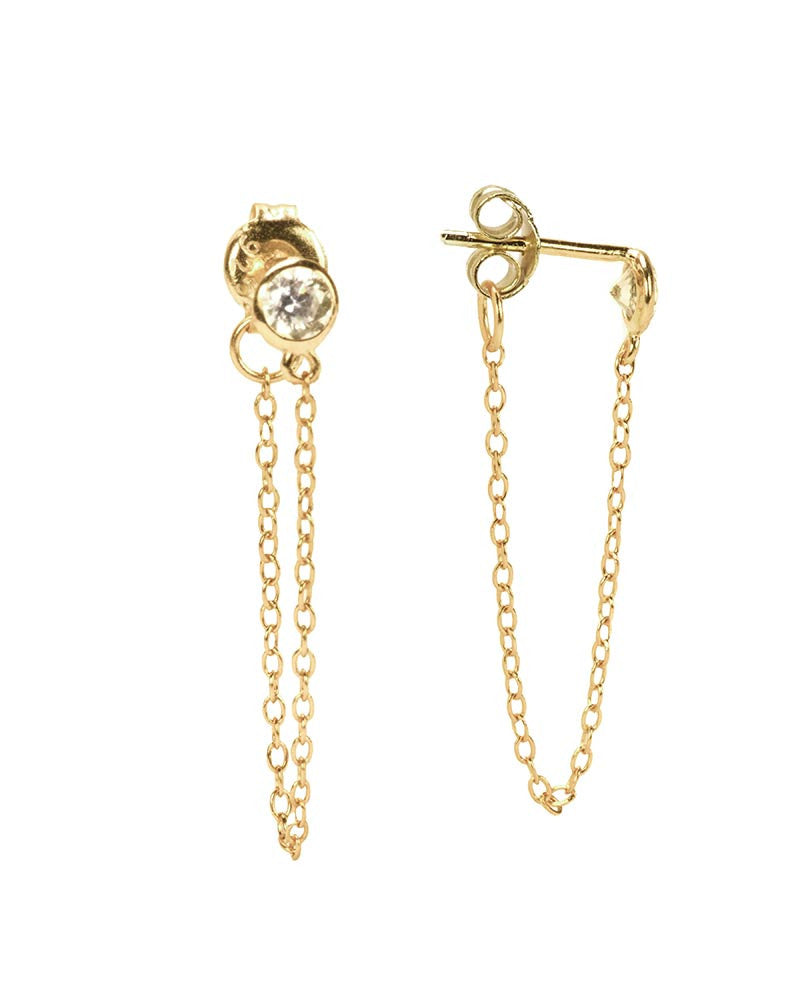 Stax Chain Earrings in Yellow Gold with Diamonds | David Yurman
