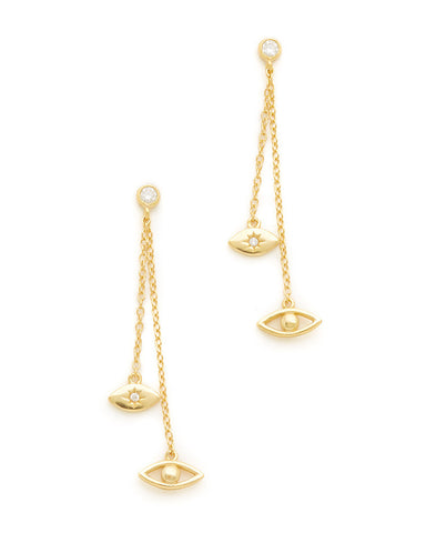 shashi evil eye dangling earrings gold