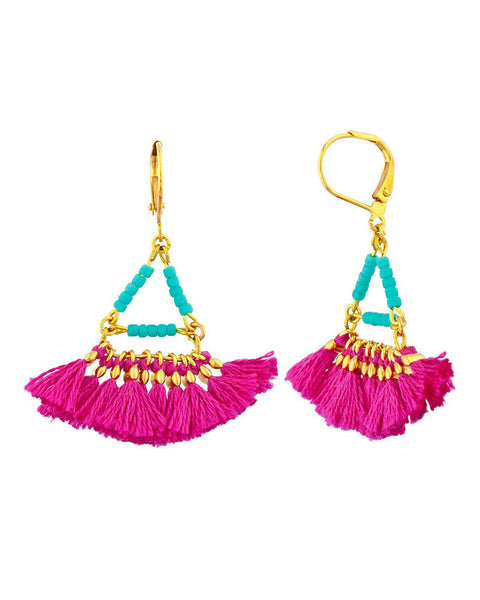 shashi magenta tassel earrings