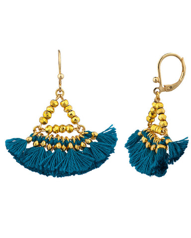 Shashi Teal Tassel Earrings