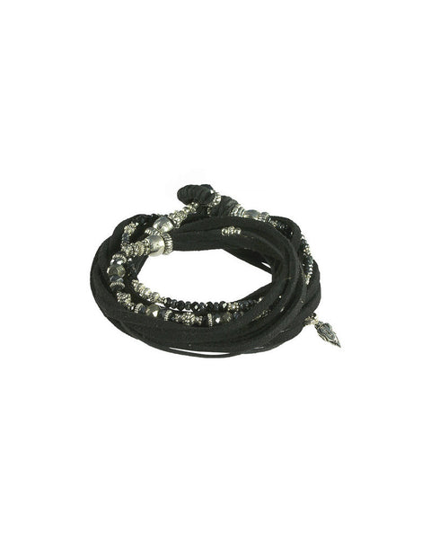 Turchin Gemstone Suede Wrap Cuff Onyx Side 