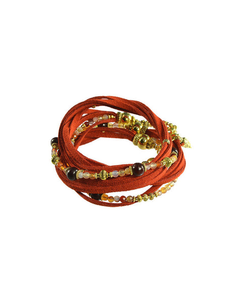 Turchin Gemstone Suede Wrap Cuff Sunset  