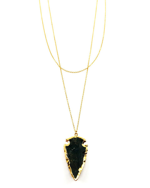 Agate arrowhead necklace gold