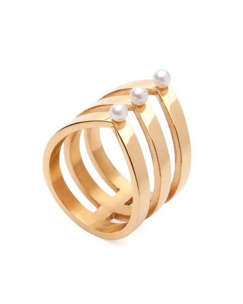 Amber Sceats Layered Pearl Ring