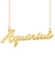 Aquarius Name Plate Gold Necklace