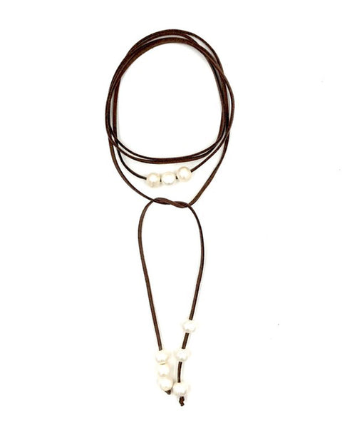 ashley gold brown suede wrap necklace 