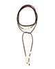 Ashley Gold | Brown Suede Wrap Necklace with Pearls