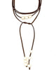 Ashley Gold | Brown Suede Wrap Necklace with Pearls
