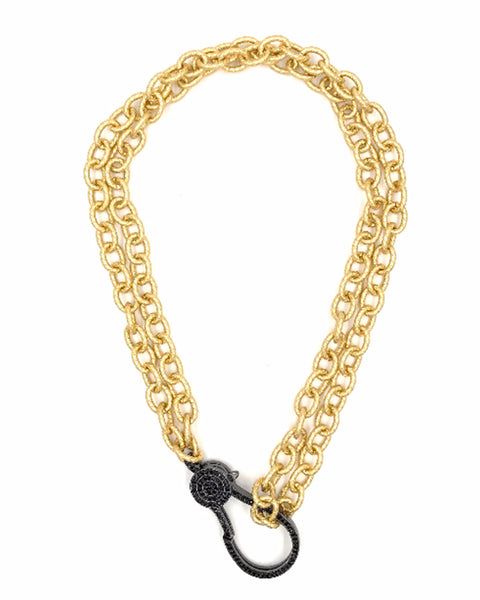 gold double chain link black clasps designer necklace ashley gold