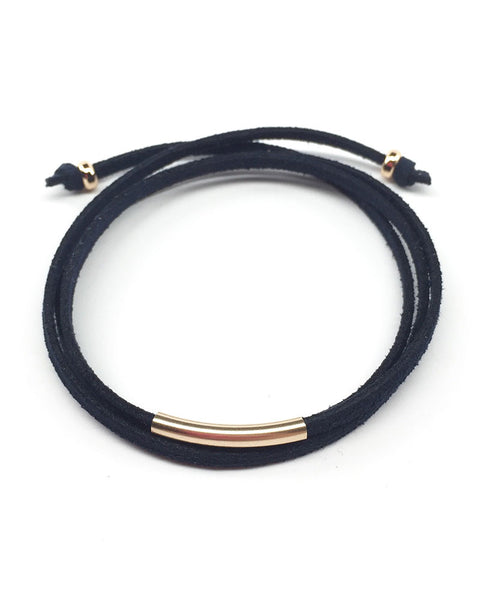 navy leather wrap bracelet gold