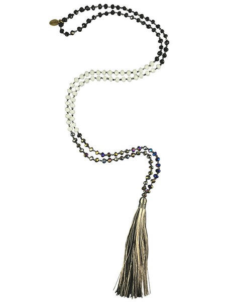 black and white tassel necklace zacasha