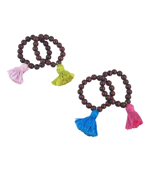 Boho Beads Dark Beaded Tassel Bracelets