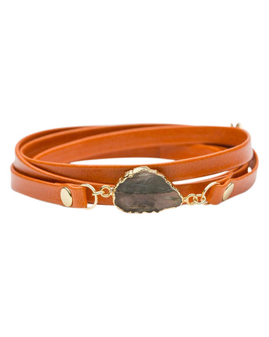 bungalow 33 orange leather wrap bracelet