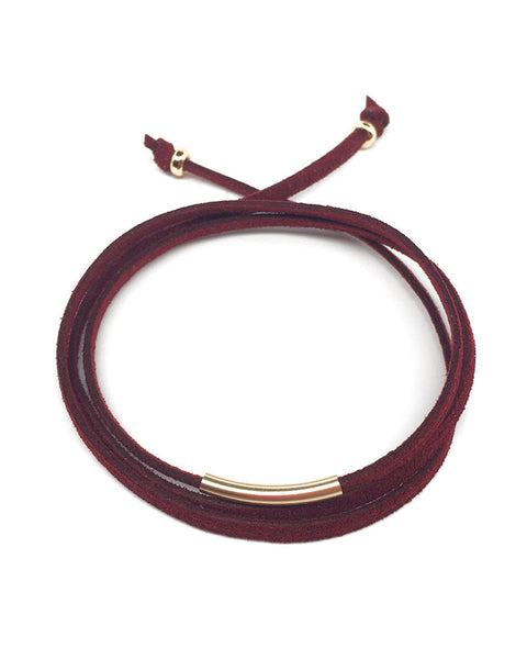 Burgundy leather wrap bracelet