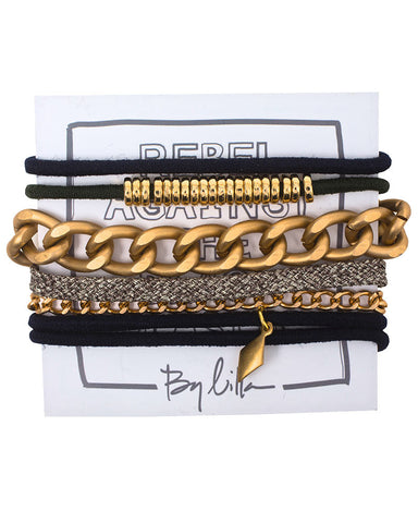black bold fashion jewelry designer bracelet stack set by lilla 