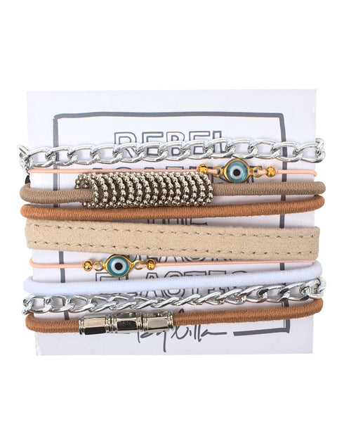 brown light bracelet set designer fun casual by lilla womens stack