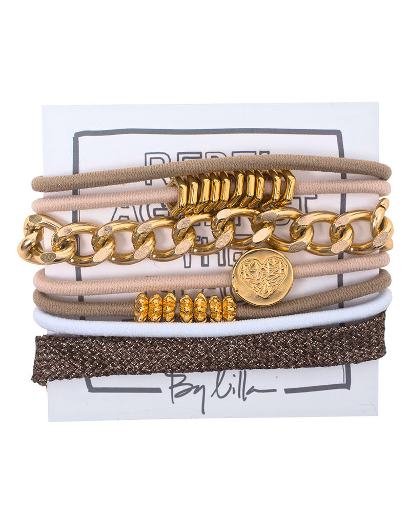 brown gold bracelet set by designer by lilla fun womens ladies girls fashion