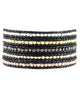 Chan Luu | Multi Nugget Sectioned Black Leather Wrap Bracelet