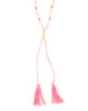 Chan Luu | Neon Pink Beaded Mix Tassel Necklace