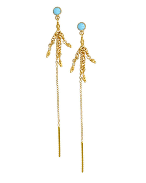 turquoise gold earrings designer chan luu beautiful womens slim chic 