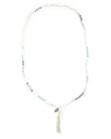 Chan Luu Turquoise Beaded Tassel Necklace