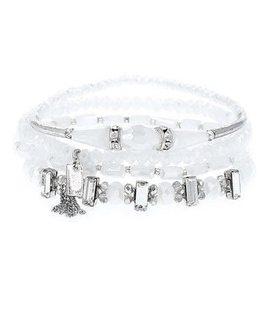 Chan Luu White Mixed Crystal Bracelet Set