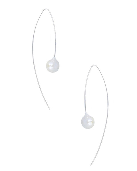 white pearl threaded earrings